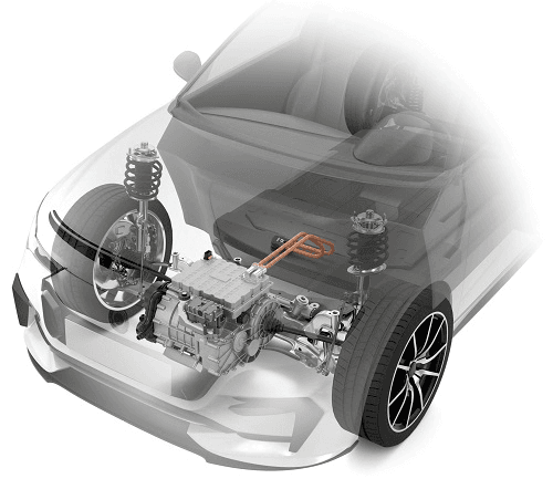 FOTO. Carcasa extrem de integrată și compactă a „4in1 e-axle”, necesită mult mai puțin spațiu decât actualele sisteme neintegrate.
